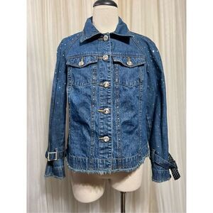 BEREK Embellished Denim Jacket with Rhinestones Size Small
